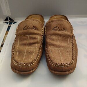 Clarks Light Brown Leather Slip On Loafers Size 10